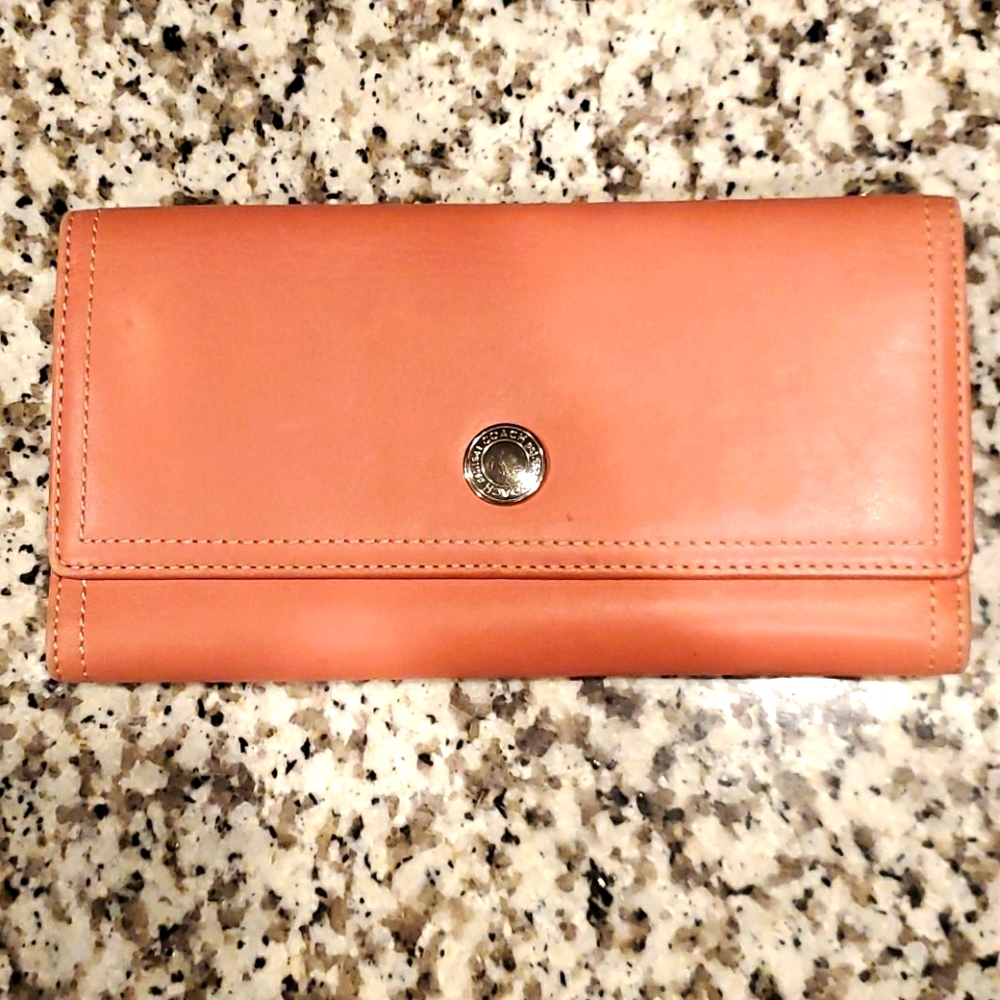 Coach Salmon Leather Trifold Wallet